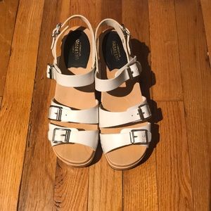 Swedish Hasbeens White Buckle Sandal Size 38!